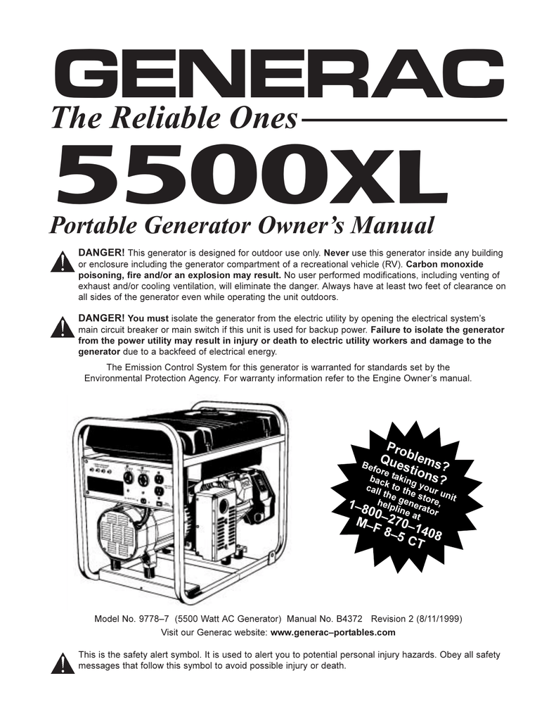 generac 5500xl specs