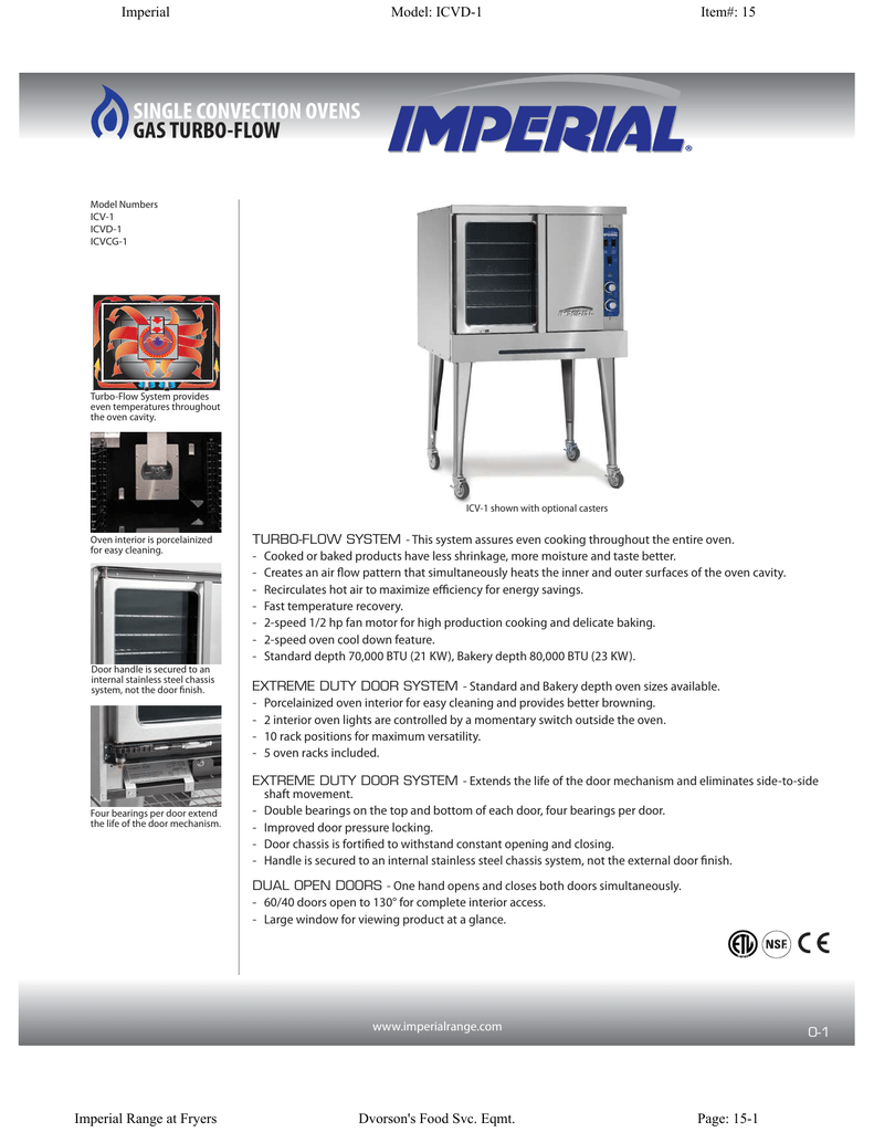 Imperial ICVE1 Single Full Size Electric Convection Oven Specify