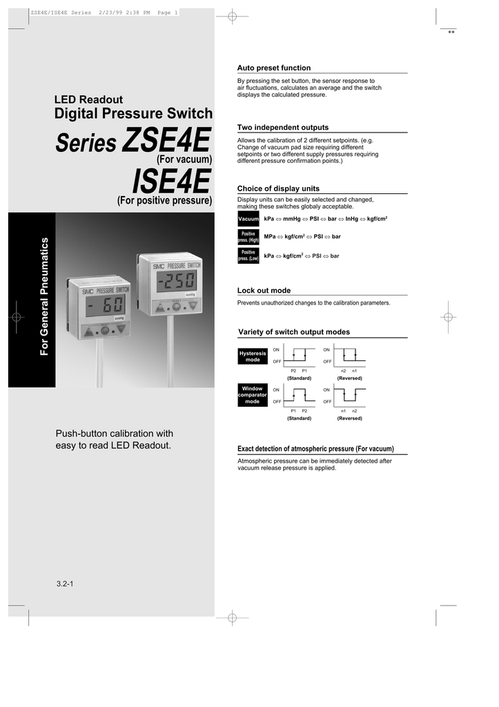 SMC ZSE4-T1-25 Digital Vacuum Pressure Sensor Switch