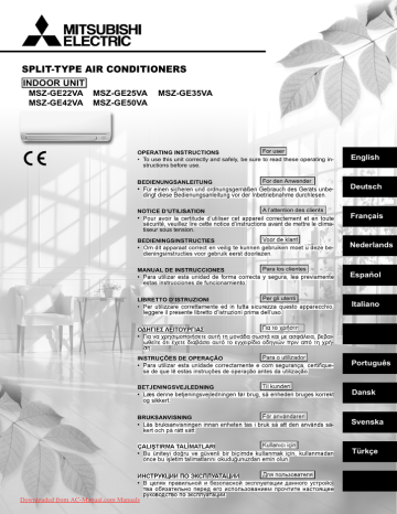 Mitsubishi Electric MSZ-GE25VA User Guide Manual Pdf | Manualzz