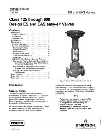 Fisher Design ES And EAS Valves Instruction Manual | Manualzz