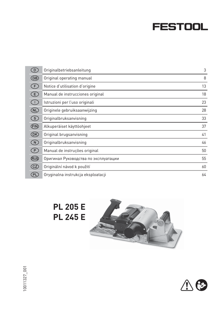 Pl 205 245 Mm Hand Held Beam Planer Manual Manualzz