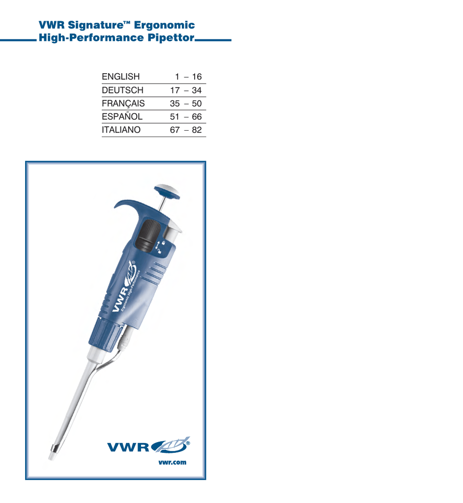VWR EHP Signature User Manual 2012 Manualzz