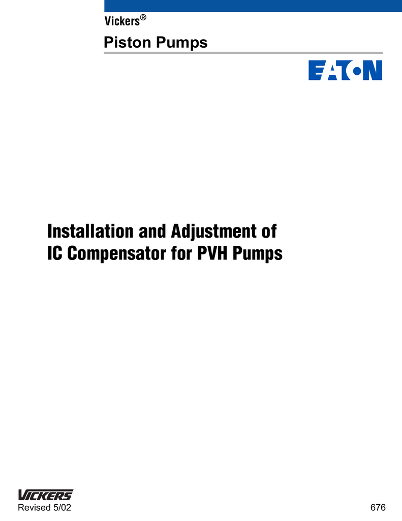 Installation and Adjustment of IC Compensator for PVH Pumps Piston