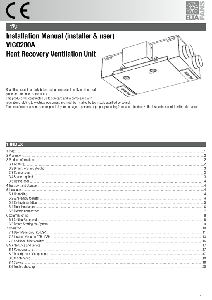 G Installation Manual Installer Amp Amp User Vigo200a Heat