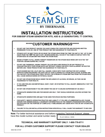Installation Instructions for ThermaSol SSP-ACR | Manualzz