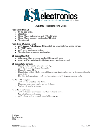ASA Electronics JCD2010 Guide | Manualzz
