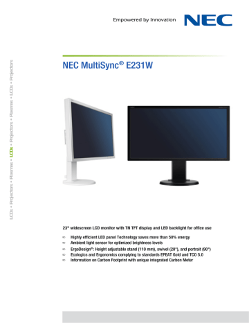 NEC MultiSync E231W ® Projectors | Manualzz