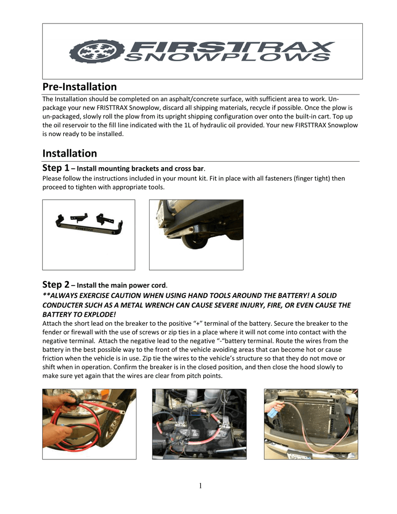 FirstTrax Snow Plow Installation Overview Manualzz