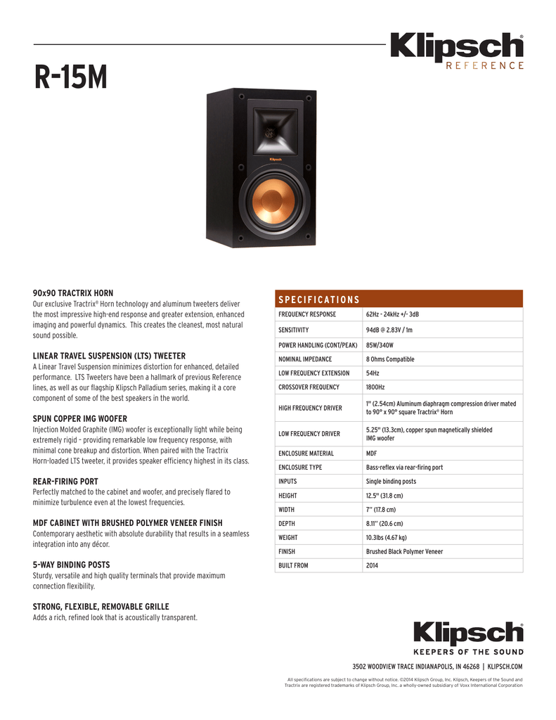 Klipsch r15m sale specs