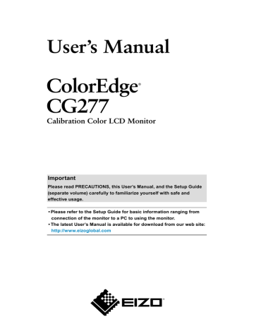 Disk contents and software overview. Eizo CG277 | Manualzz