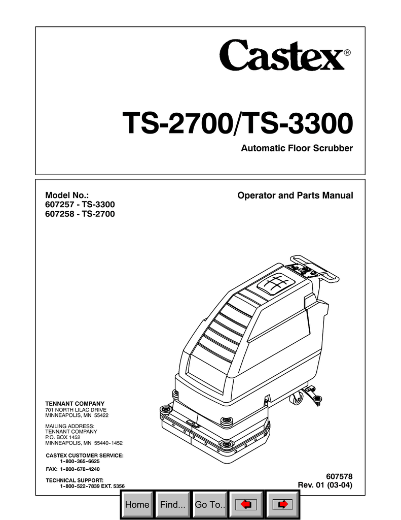 Tennant Castex Ts 2700 Manualzz Com