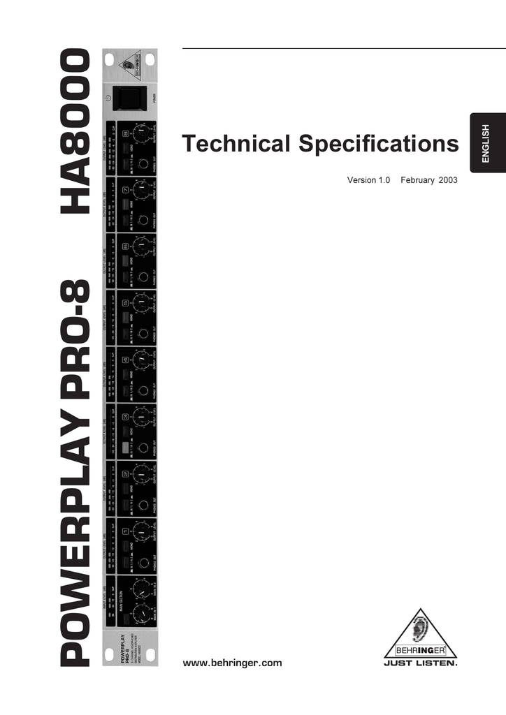 Behringer Ha 8000 Specs Manualzz