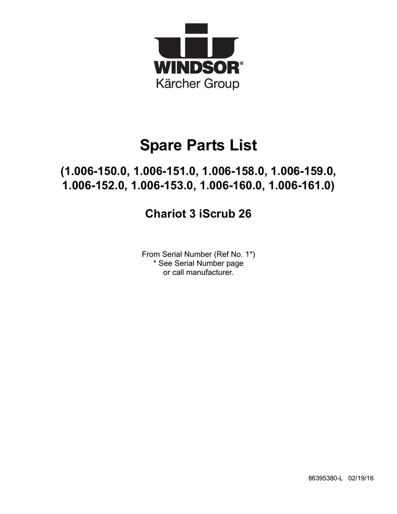 8 639 538 0 Spare Parts List Chariot 3 Iscrub 26x Manualzz