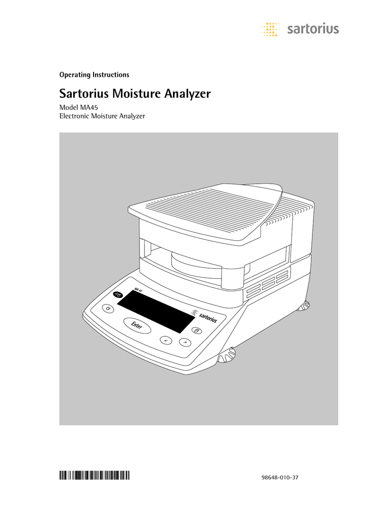 Sartorius Moisture Analyzer Operating Instructions Model MA45