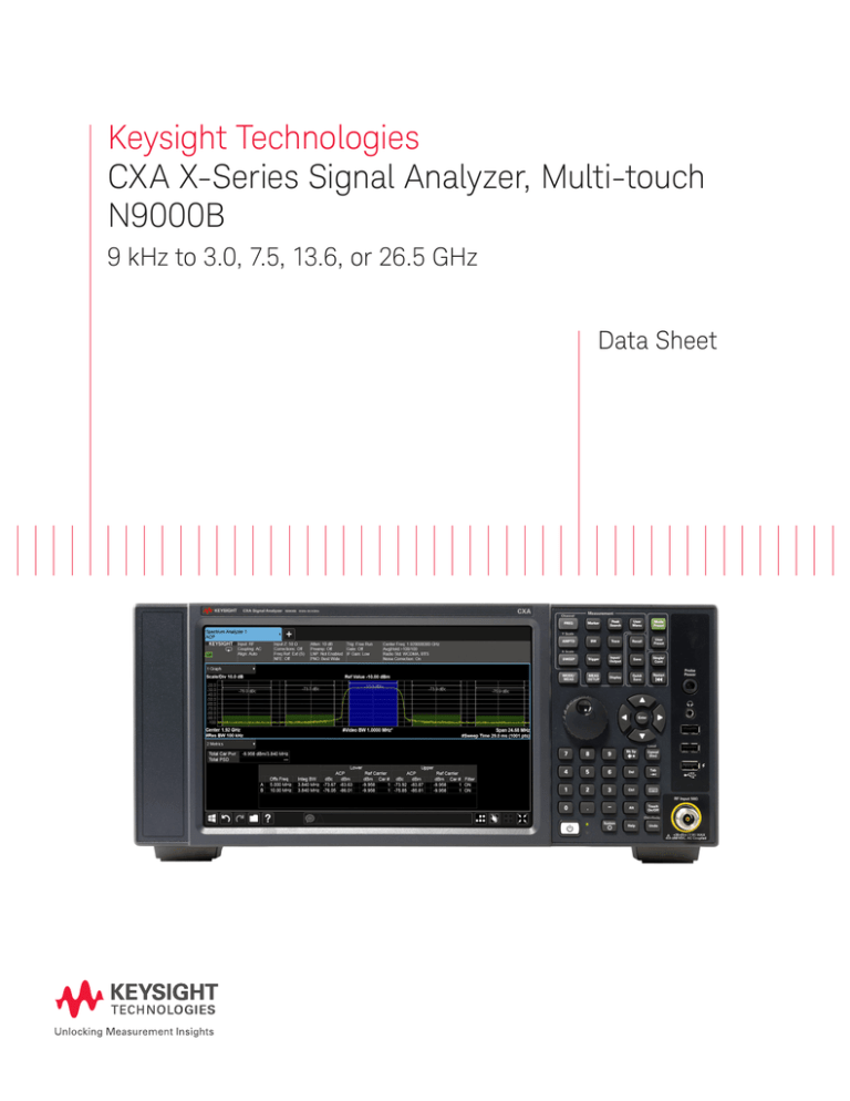 Keysight Technologies CXA XSeries Signal Analyzer, Multitouch N9000B