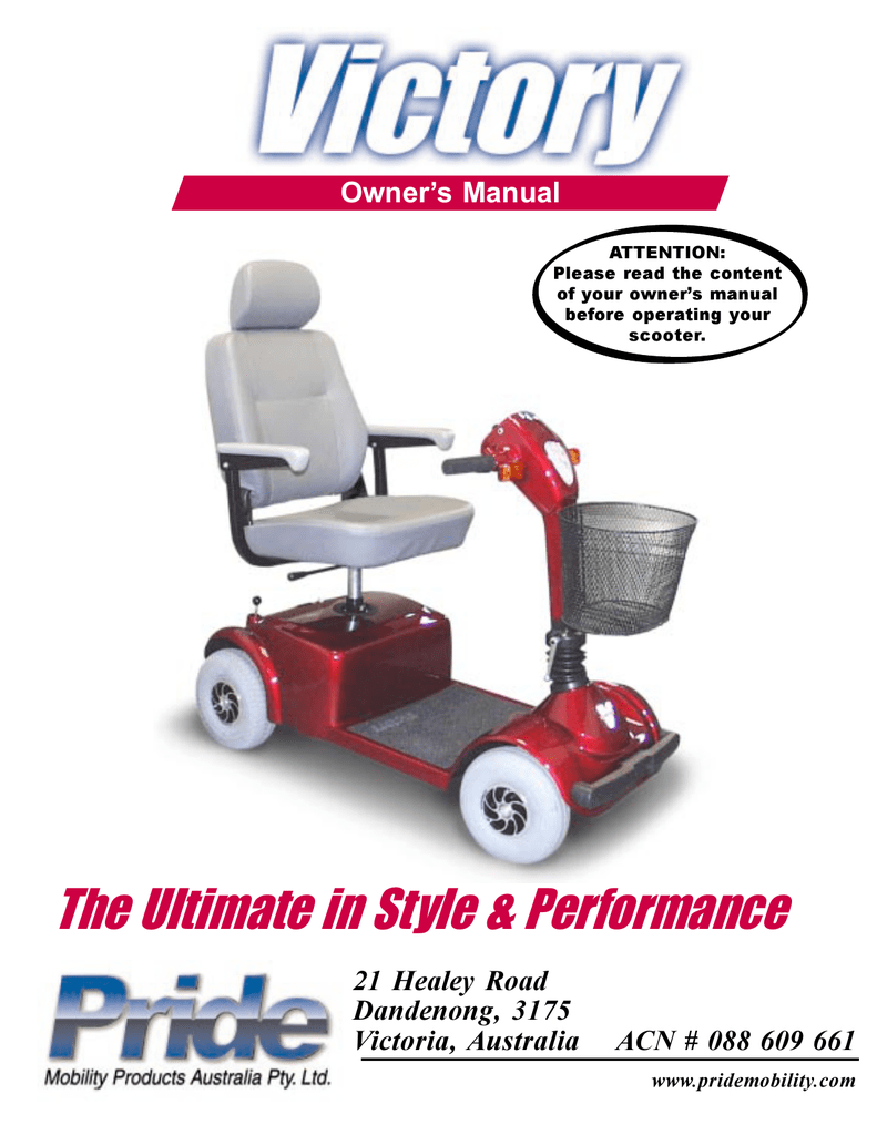 Pride Mobility Victory XL-3 Owner's Manual - Manualzz