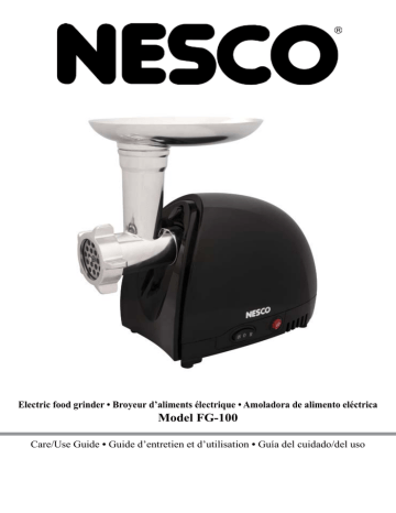 Nesco FG-100 500-Watt Food Grinder Operating instructions | Manualzz