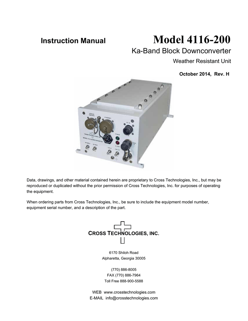 Model 4116-200 Instruction Manual Ka-Band Block Downconverter | manualzz.com