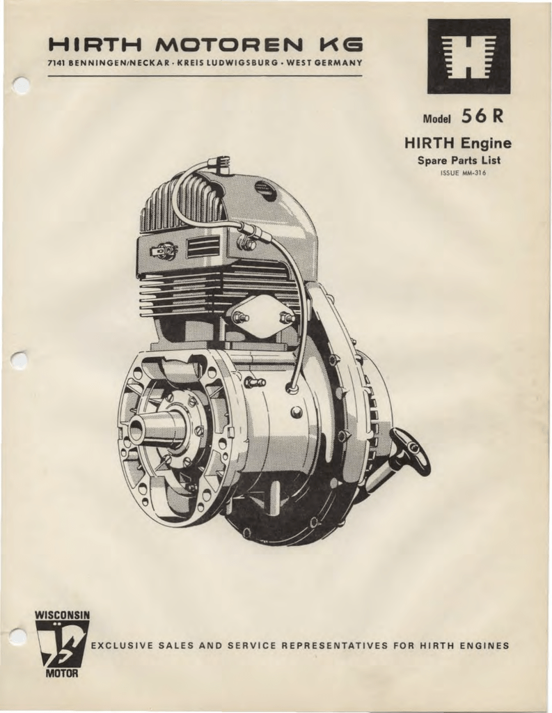 Vintage Illustrated Parts Manual EL45 Hirth Engine 82R4 