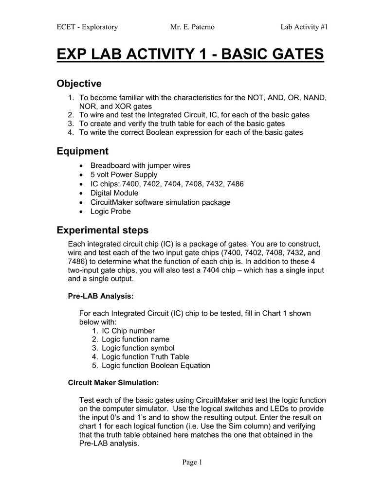 1 Basic Logic Functions Lab Activities Manualzz