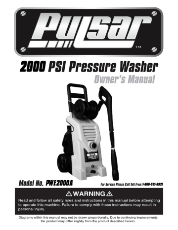 Pulsar PWE2000 2000 PSI Electric Pressure Washer Owner's Manual