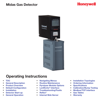 Honeywell Zellweger Analytics Midas Gas Detector MIDAS-T-001 