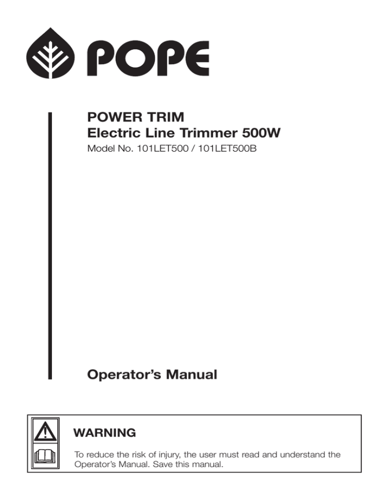 Pope Power Trimmer 500w 101let500 500b User Guide Manualzz