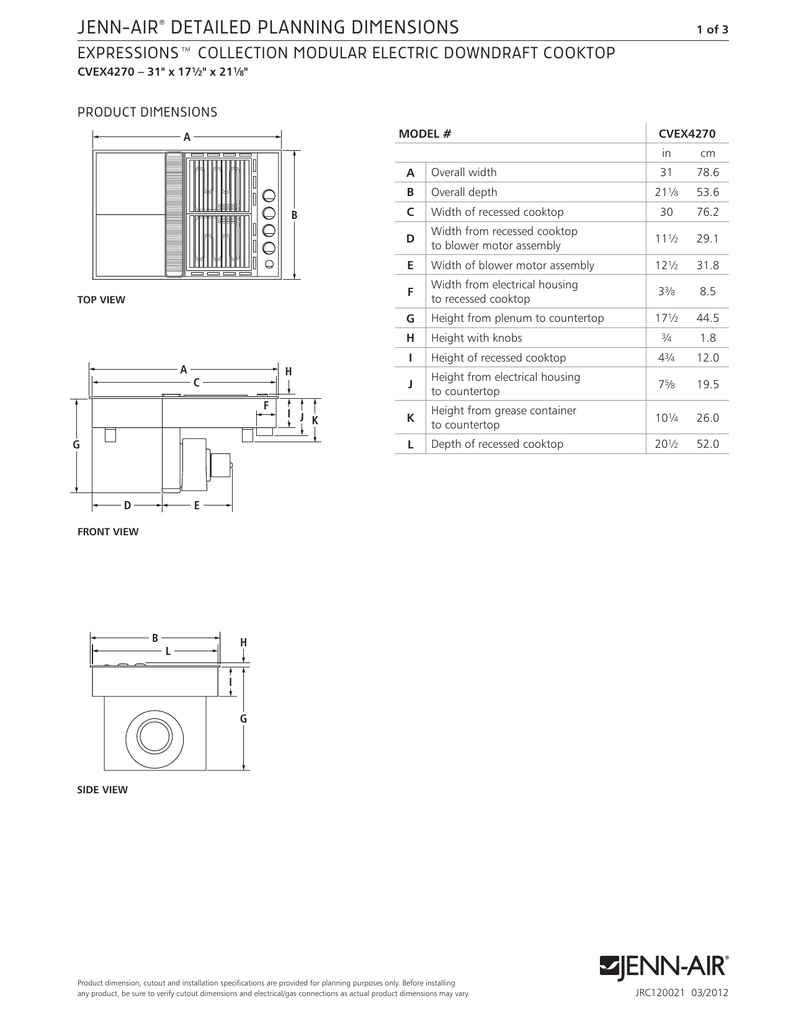 Jenn Air Detailed Planning Dimensions Expressions Collection