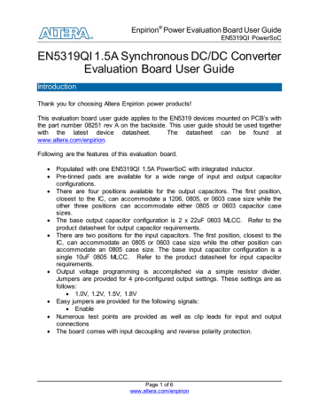 EN5319QI 1.5A Synchronous DC/DC Converter Evaluation Board User Guide Enpirion | Manualzz