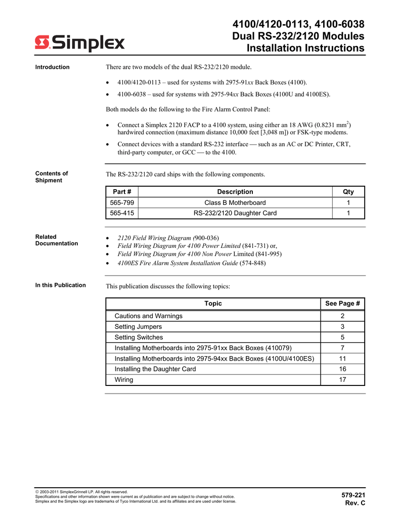 Simplex Install Instructions 4100 6038 Dual Rs Manualzz