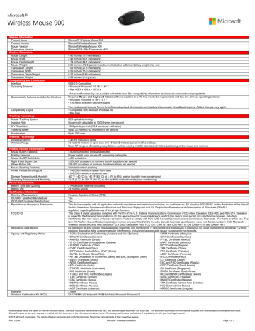 Microsoft Wireless Mouse 900 User Manual | Manualzz