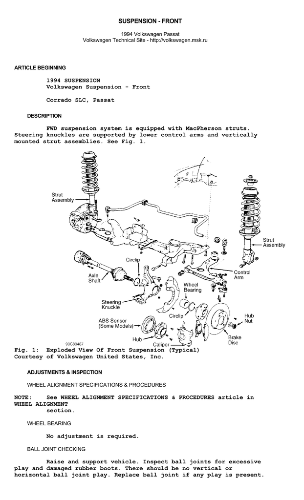 passat front suspension