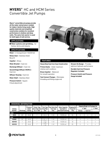 MYERS Convertible Jet Pumps Datasheet | Manualzz