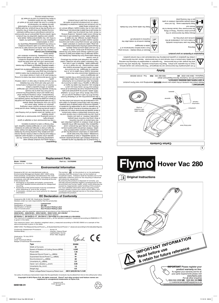 Flymo hover discount vac 250 manual