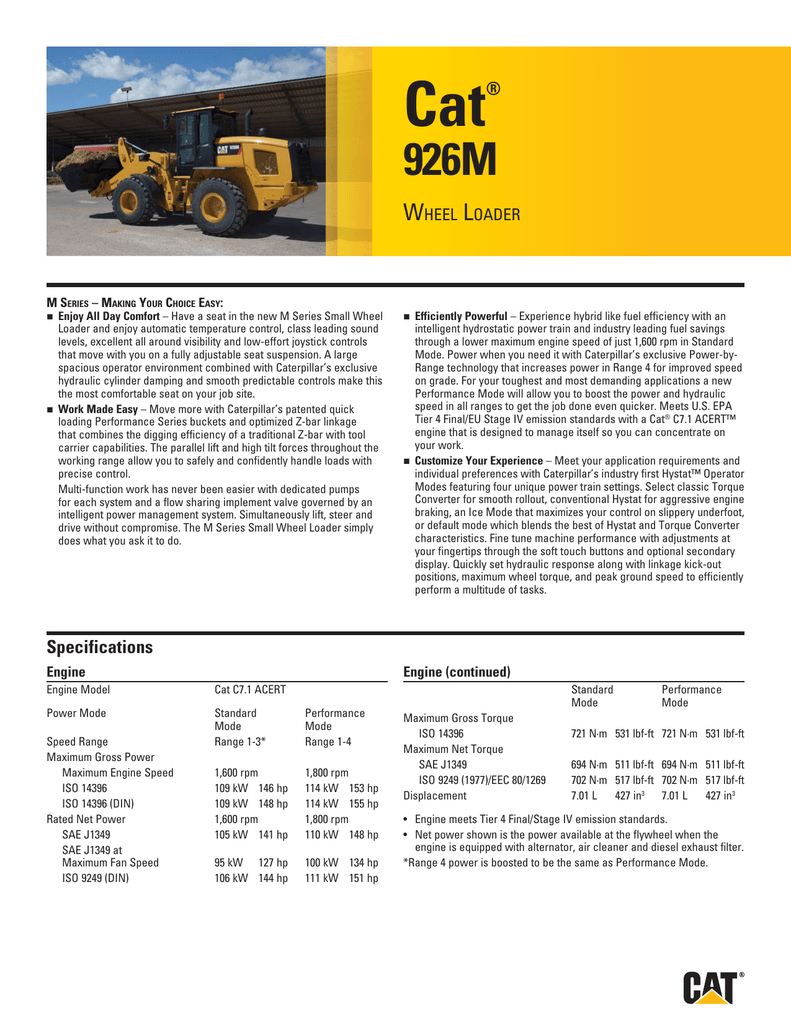 Cat 926m W L Manualzz