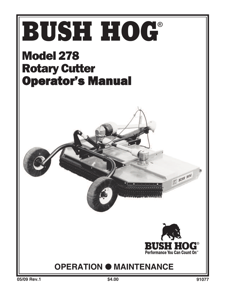 Bush Hog Bh Rotary Cutter 278 Owners Manual Manualzz