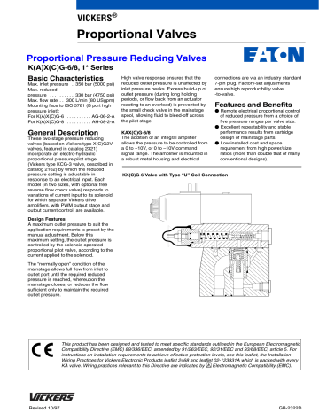 Proportional Valves Vickers K A X C G 6 8 1 Series Basic Characteristics Manualzz