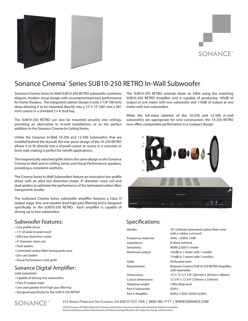 sonance subwoofer amplifier