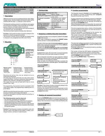 PEHA Switching Receiver 451 FU-EP Installation | Manualzz