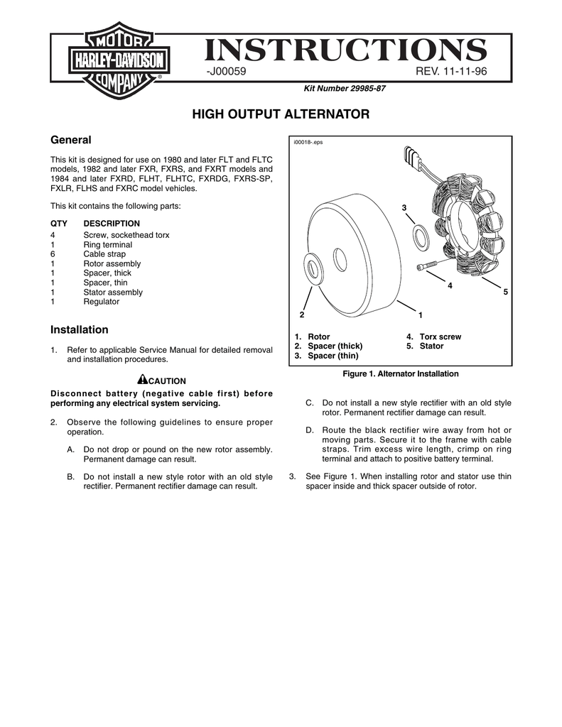 High Output Alternator Instruction Sheet Manualzz