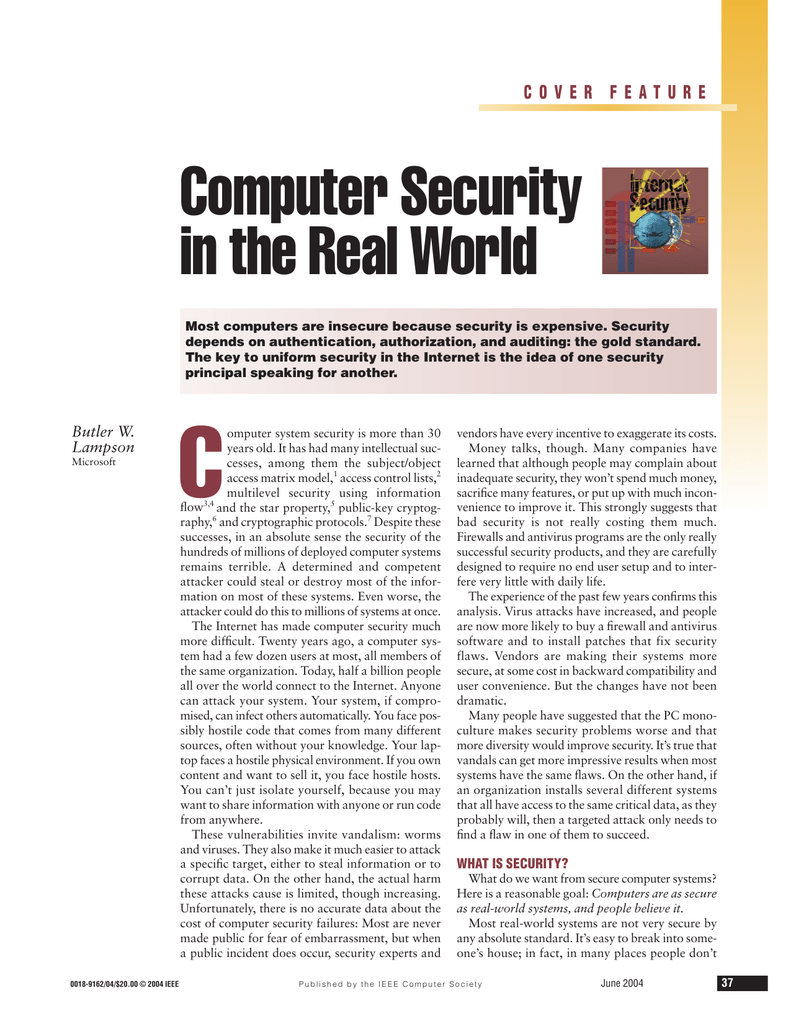 Computer Security in the Real World