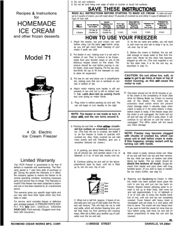 Richmond Cedar Works Ice Cream Maker Instruction Manual | Manualzz
