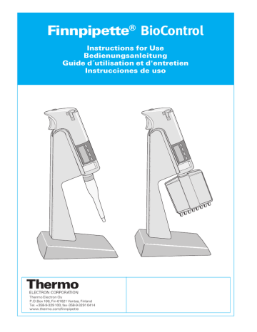 Finnpipette BioControl User Manual 2006 | Manualzz