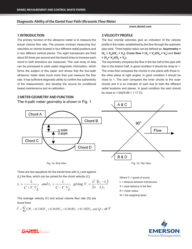 Ultrasonic Flow Meters Diagnostic Ability Of The Daniel Four Path Ultrasonic Flow Meter Technical White Paper Manualzz