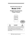 Teledyne 3110 Portable Trace/Percent Oxygen Analyzer Instruction manual