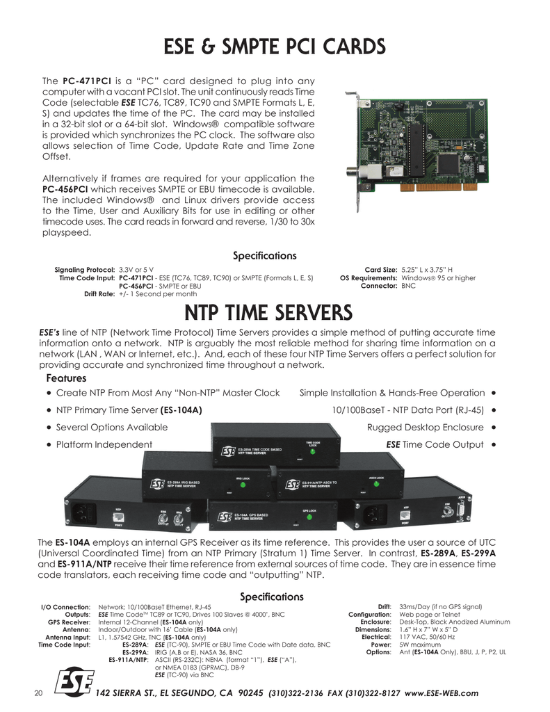 Ese Amp Smpte Pci Cards Manualzz