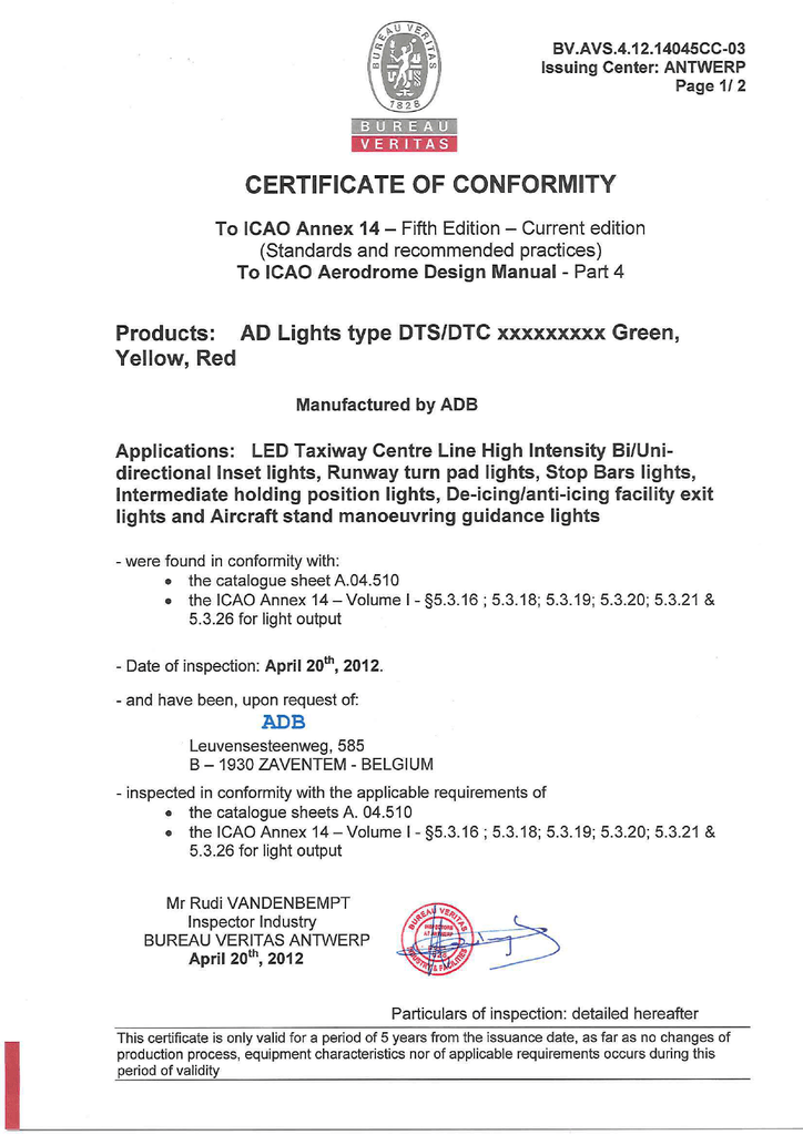 Dts Dtc Certificate Of Conformance Bureau Veritas Manualzz