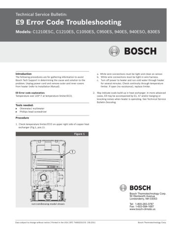 E9 Error Code Troubleshooting Technical Service Bulletin: Models ...