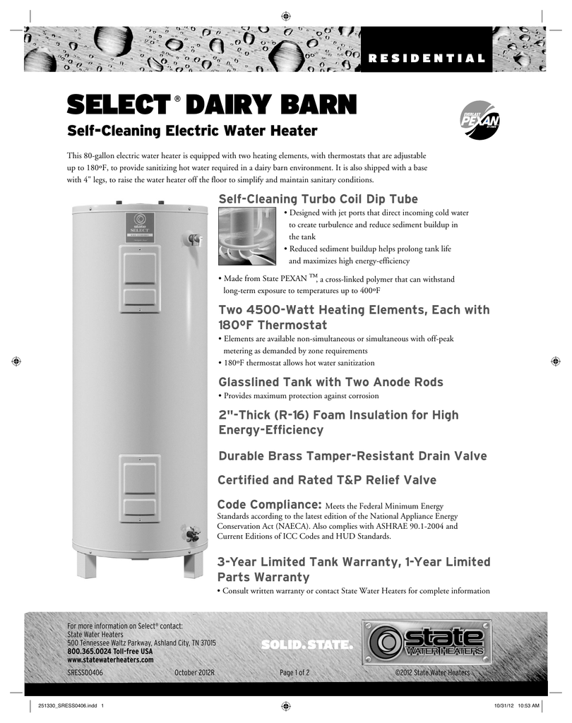 State Select 80 Gallon Electric Water Heater